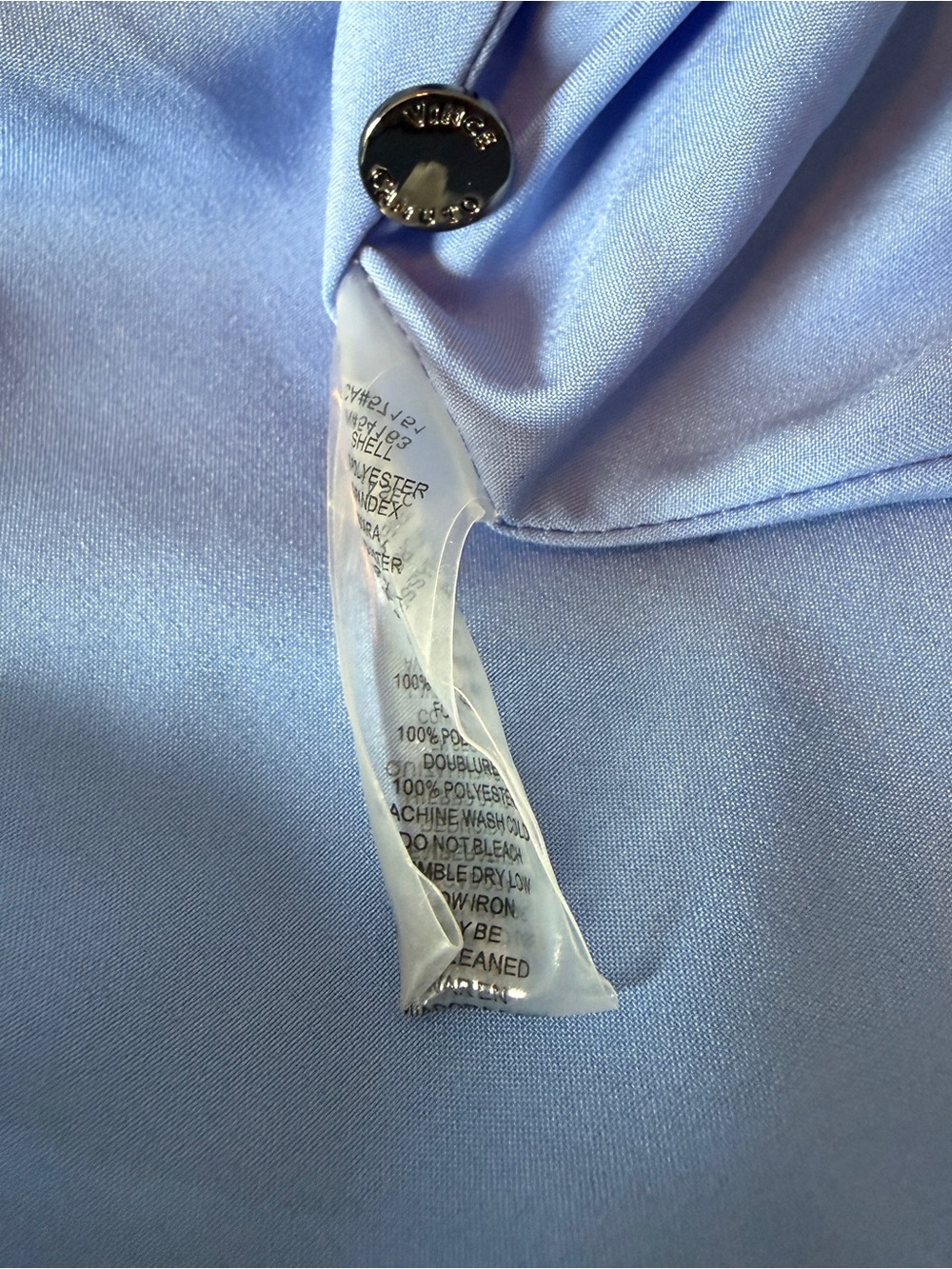 Vince Camuto Sky Blue Ruffle Mock Neck Mini Dress - Picture 7 of 8